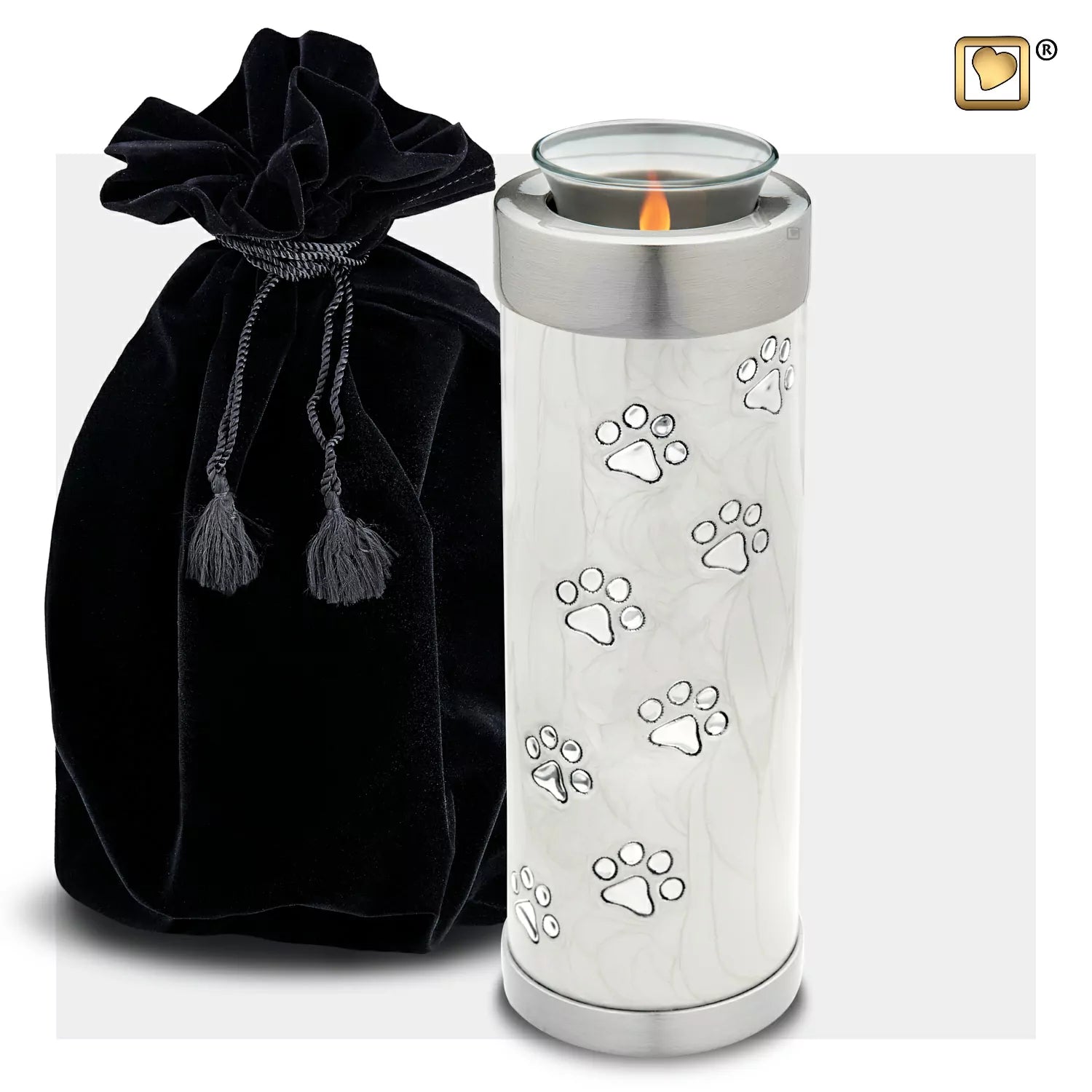 Dierenurn - Kaarshouder parelmoer wit - LoveUrns