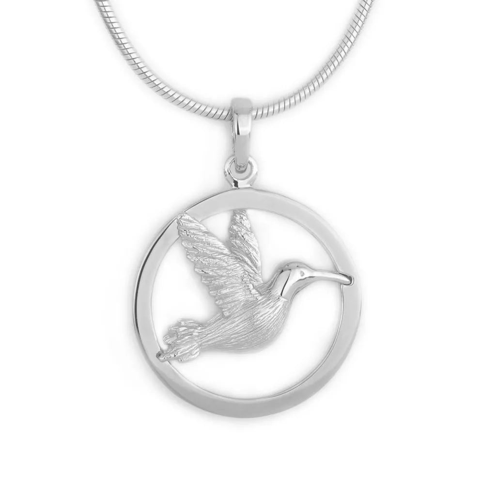 Zilveren ashanger - Kolibrie in ring