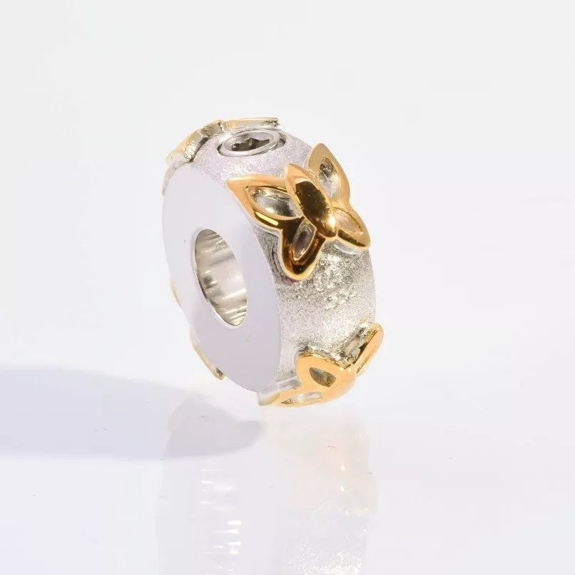 Silver ash charm - golden butterflies