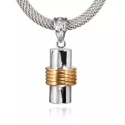 Zilveren ashanger - Cilindervorm met goud