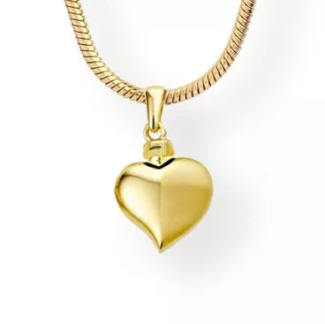 Gold ash pendant - Heart half matte/half glossy large
