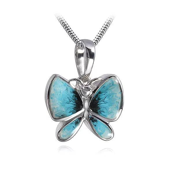 Silver ash pendant - Butterfly blue