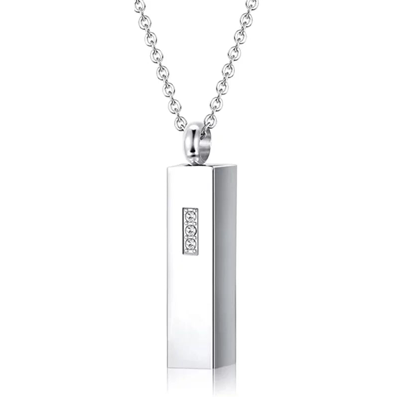 Ash pendant - Cylindrical with small Zirconia stones