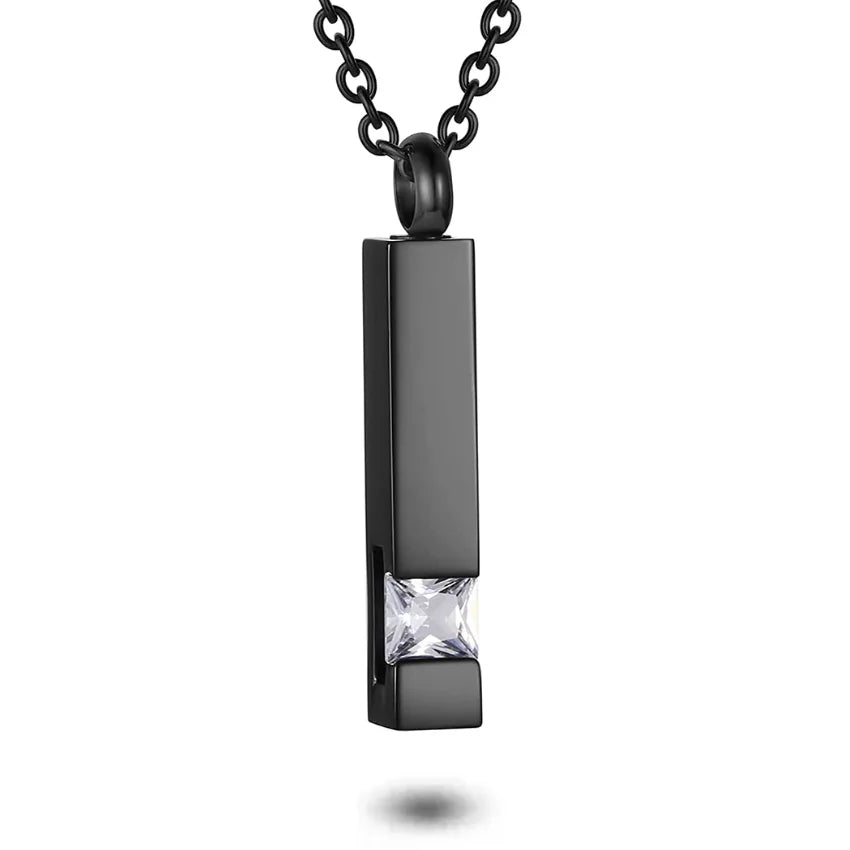 Ash Pendant - Cylinder with Zirconia