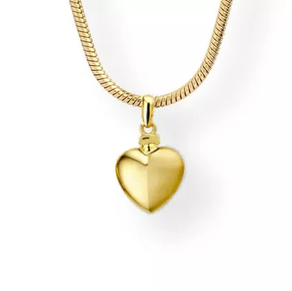 Gold ash pendant - Heart half matte/half glossy small