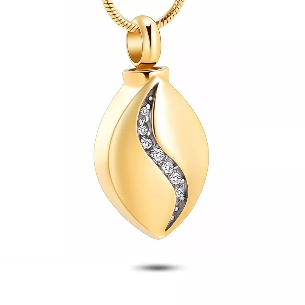 Ash pendant - Teardrop with a line of Zirconia