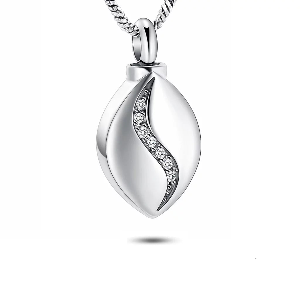 Ash pendant - Teardrop with a line of Zirconia