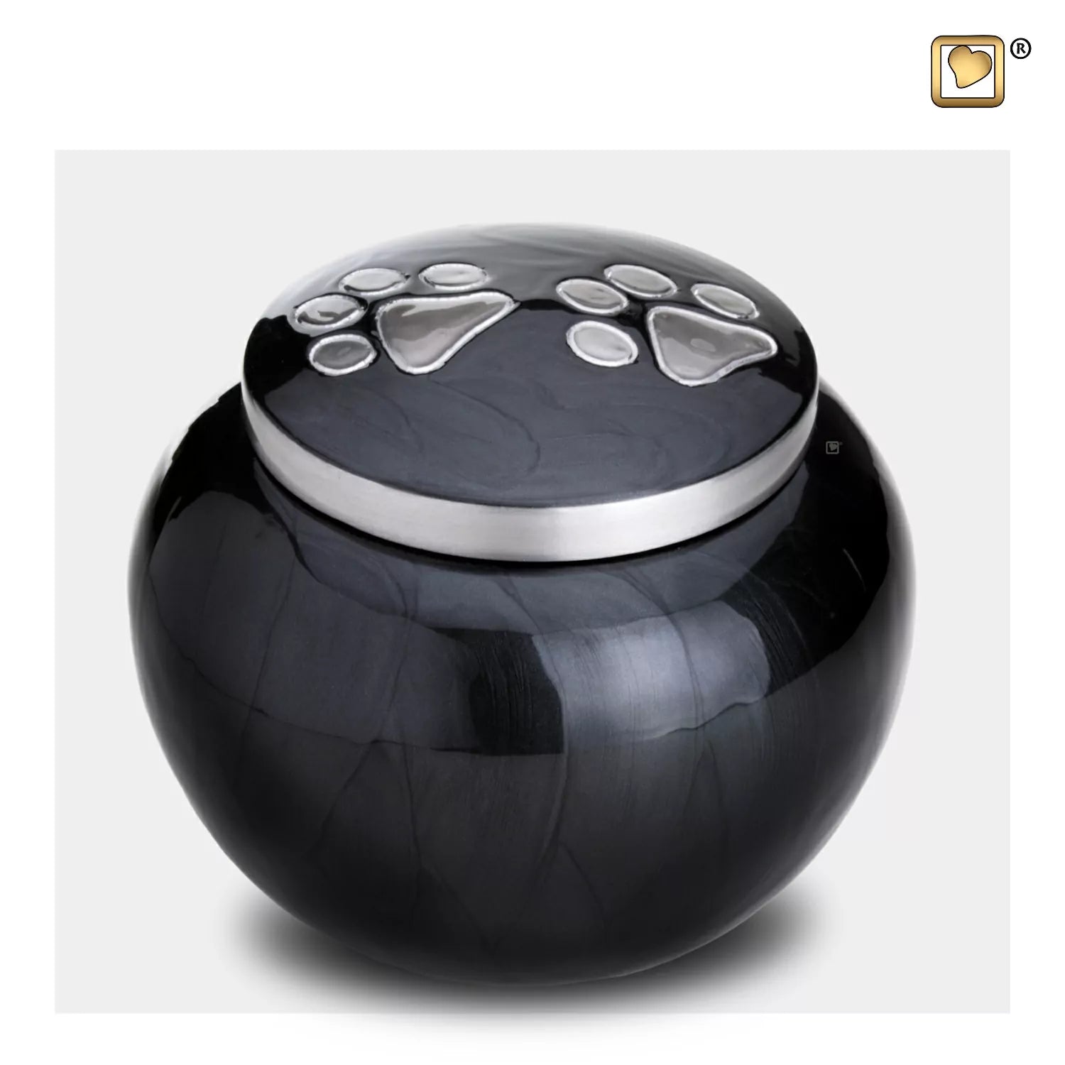 Animal urn - Round black with silver legs - LoveUrns