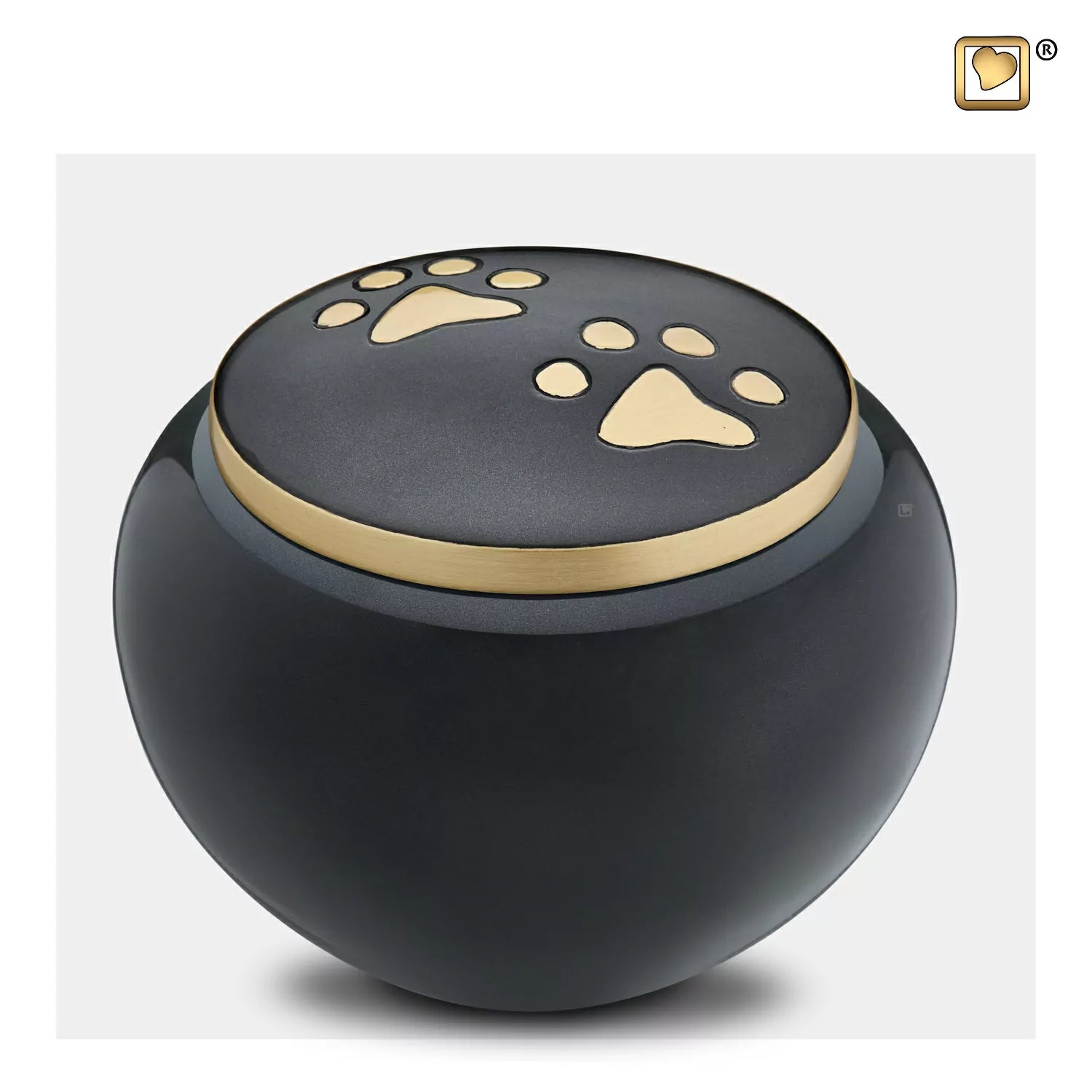 Animal urn - Round black with golden legs - LoveUrns