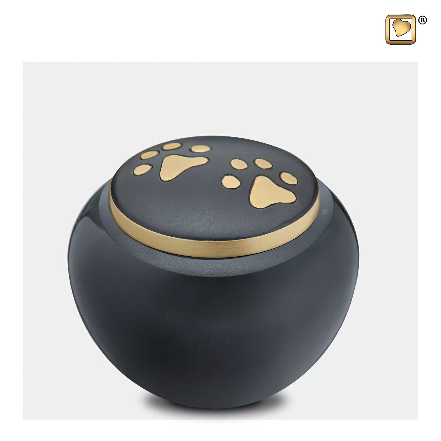 Animal urn - Round black with golden legs - LoveUrns
