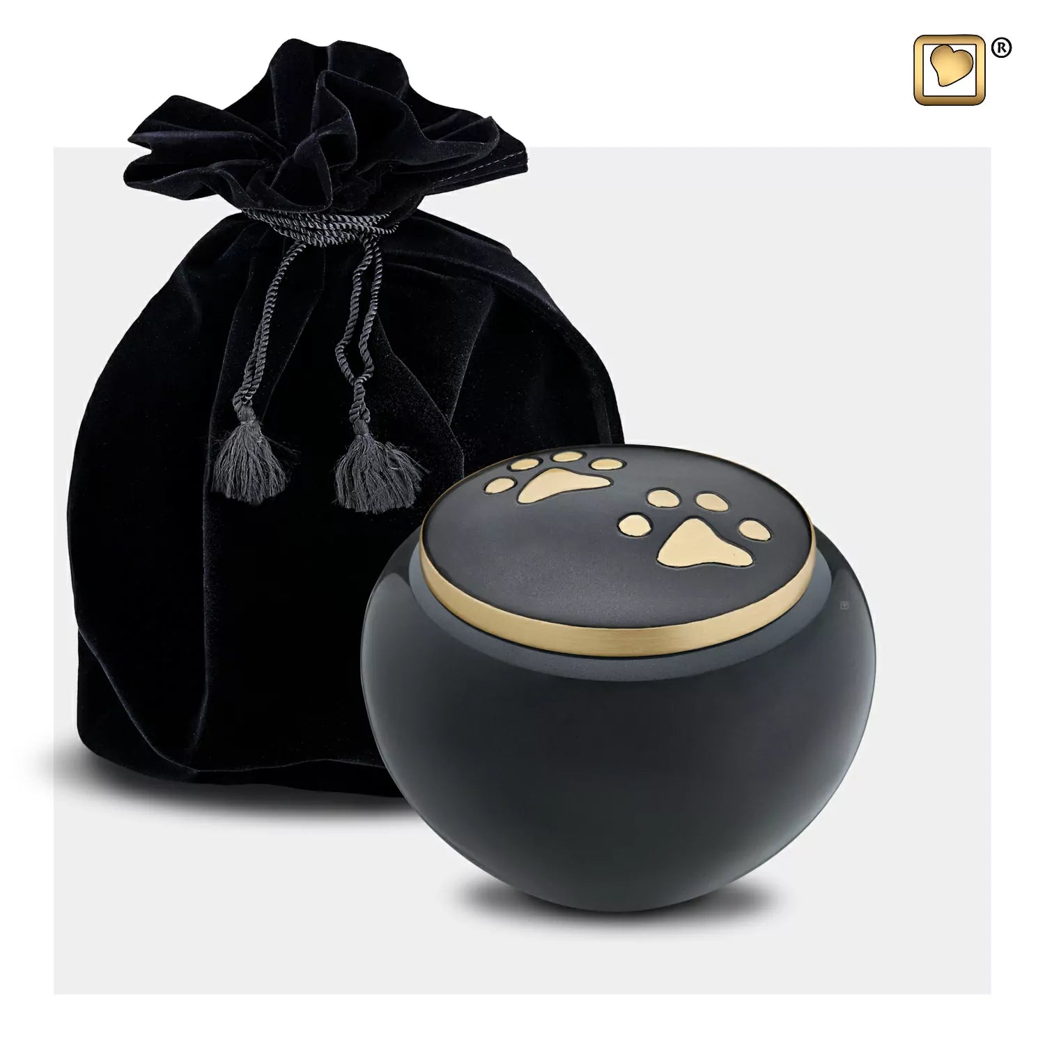 Animal urn - Round black with golden legs - LoveUrns