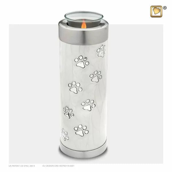 Dierenurn - Kaarshouder parelmoer wit - LoveUrns
