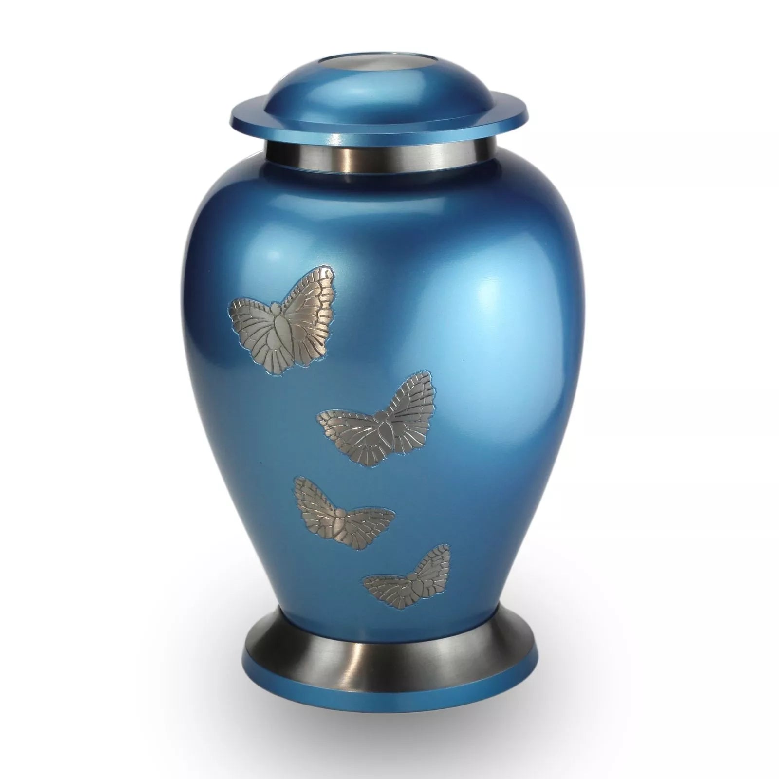 Large urn - Sky blue with butterflies