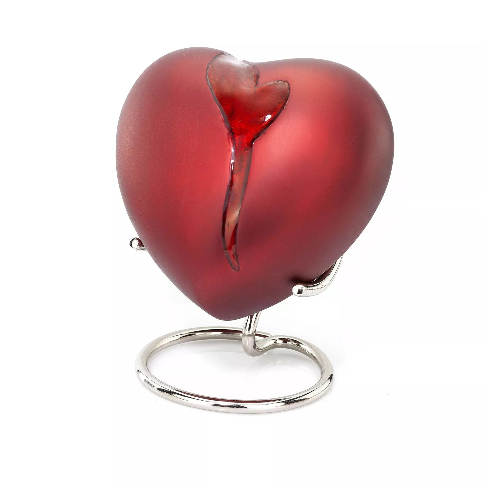 Messing mini urn - rood gebroken hart