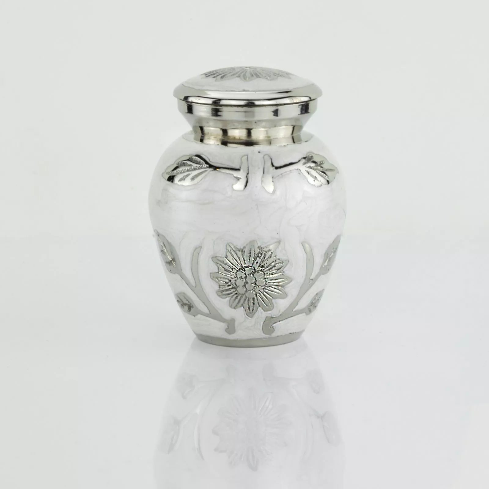 Brass mini urn - floral motif