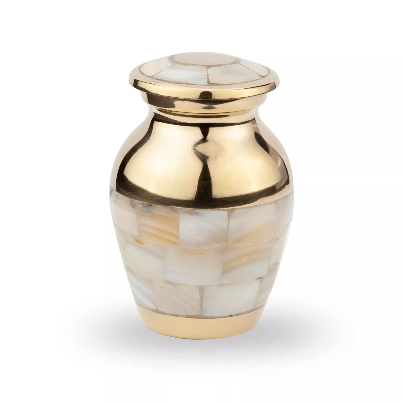 Messing mini urn - goud met parelmoer