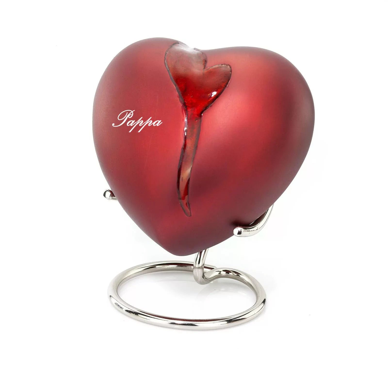 Brass mini urn - red broken heart