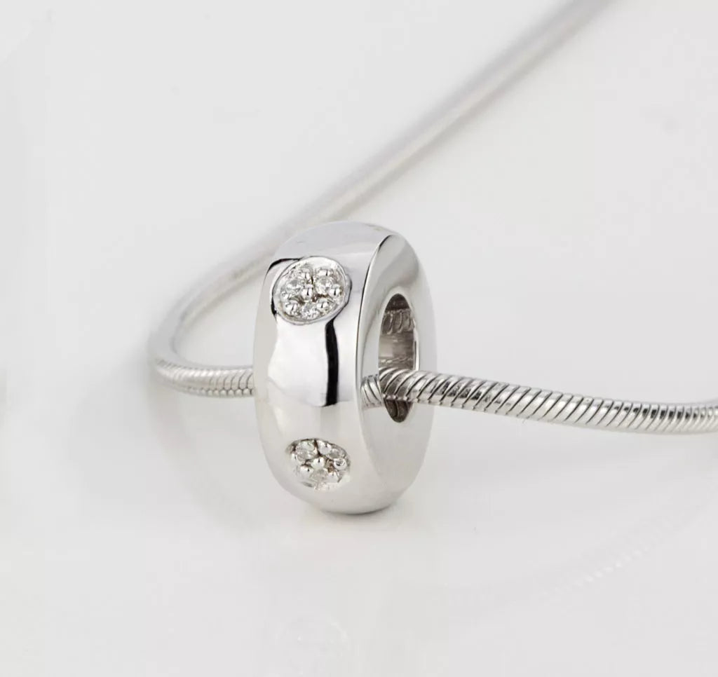 Silver ash charm - Round with Zirconia
