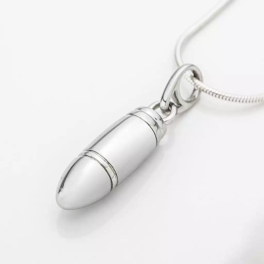 Silver ash pendant - Bullet shape