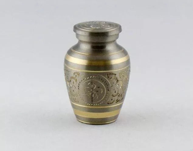 Brass mini urn - silver/gold design