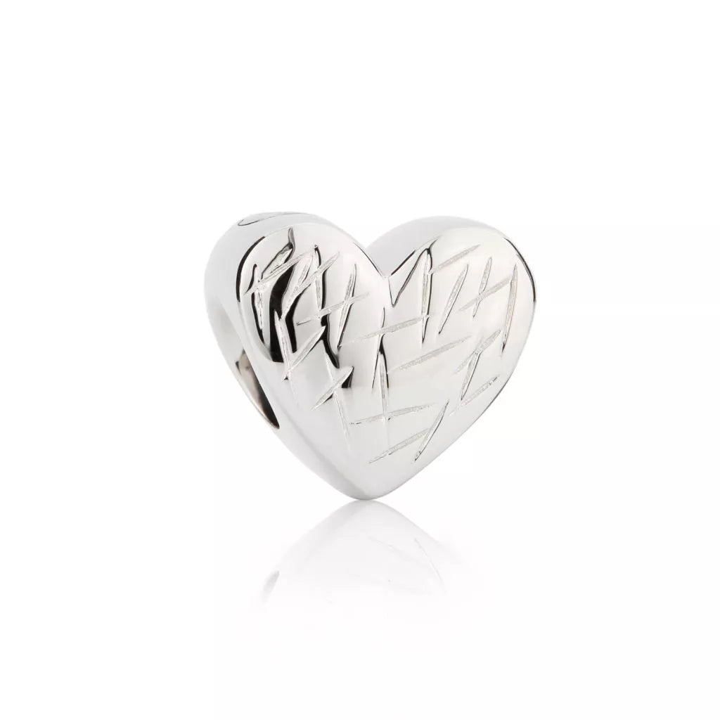Zilveren asbedel - hartvormig met herinnering