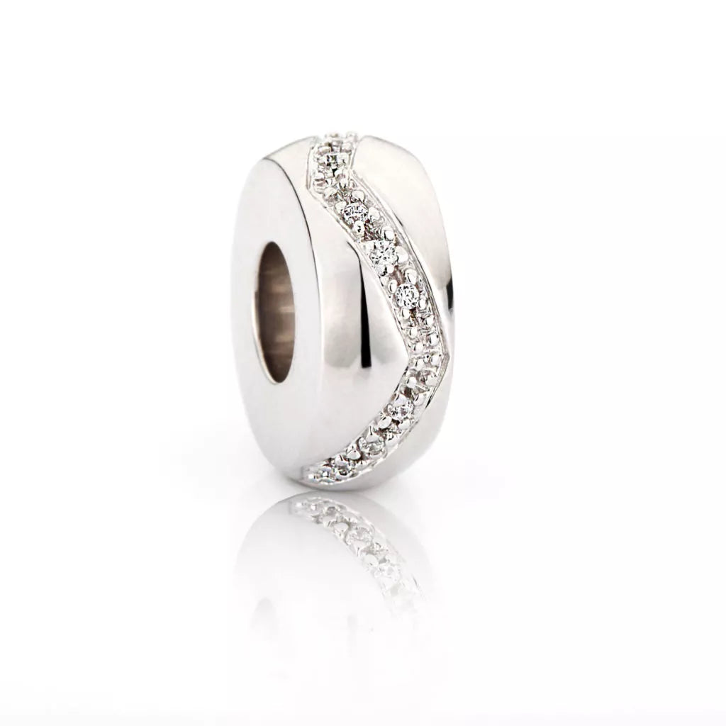 Silver ash charm - river of Zirconia