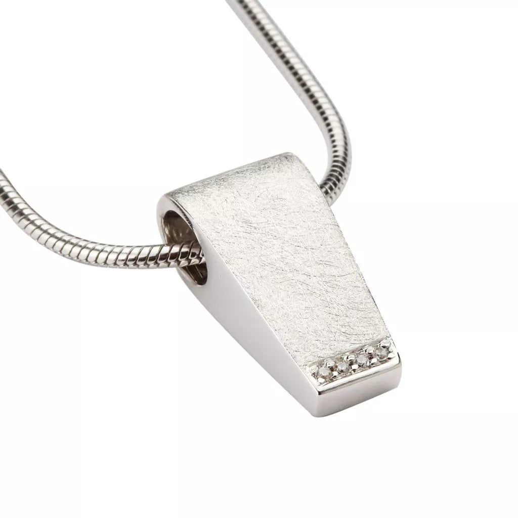 Silver ash pendant - Rectangular with Zirconia stones