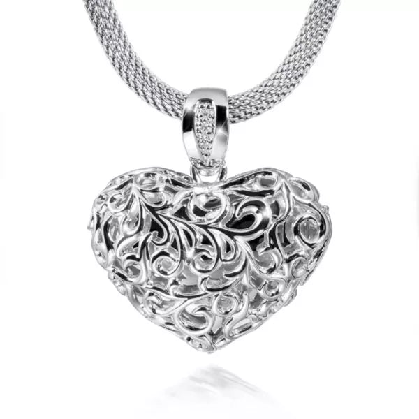 Silver ash pendant - curled heart